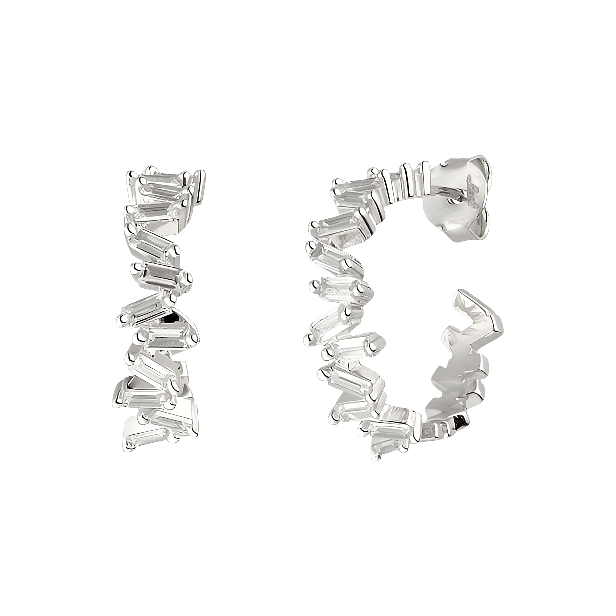 Leaf Creolen Ice Cube mit Zirkonia, Silber