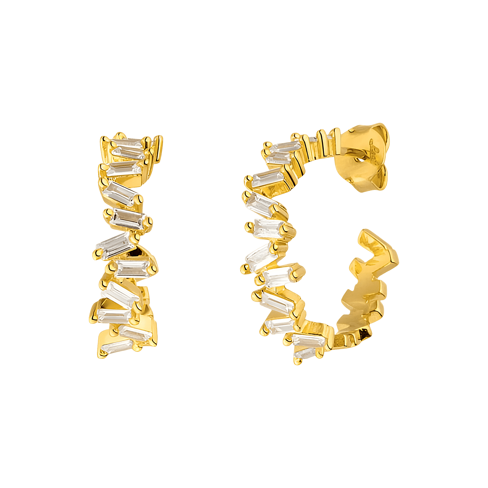 Leaf Creolen Ice Cube mit Zirkonia, vergoldet