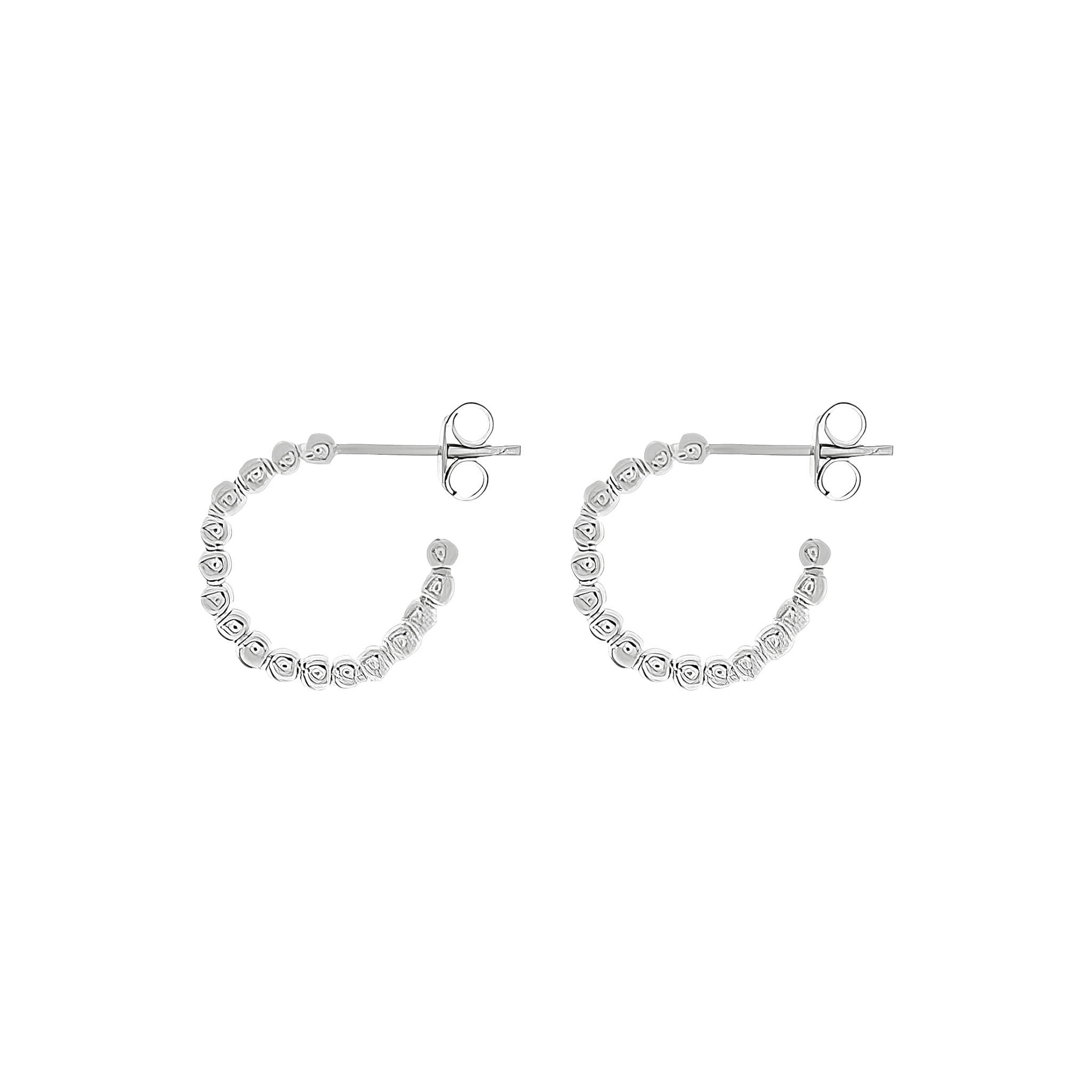 Leaf Creolen Kugelring mini, Silber