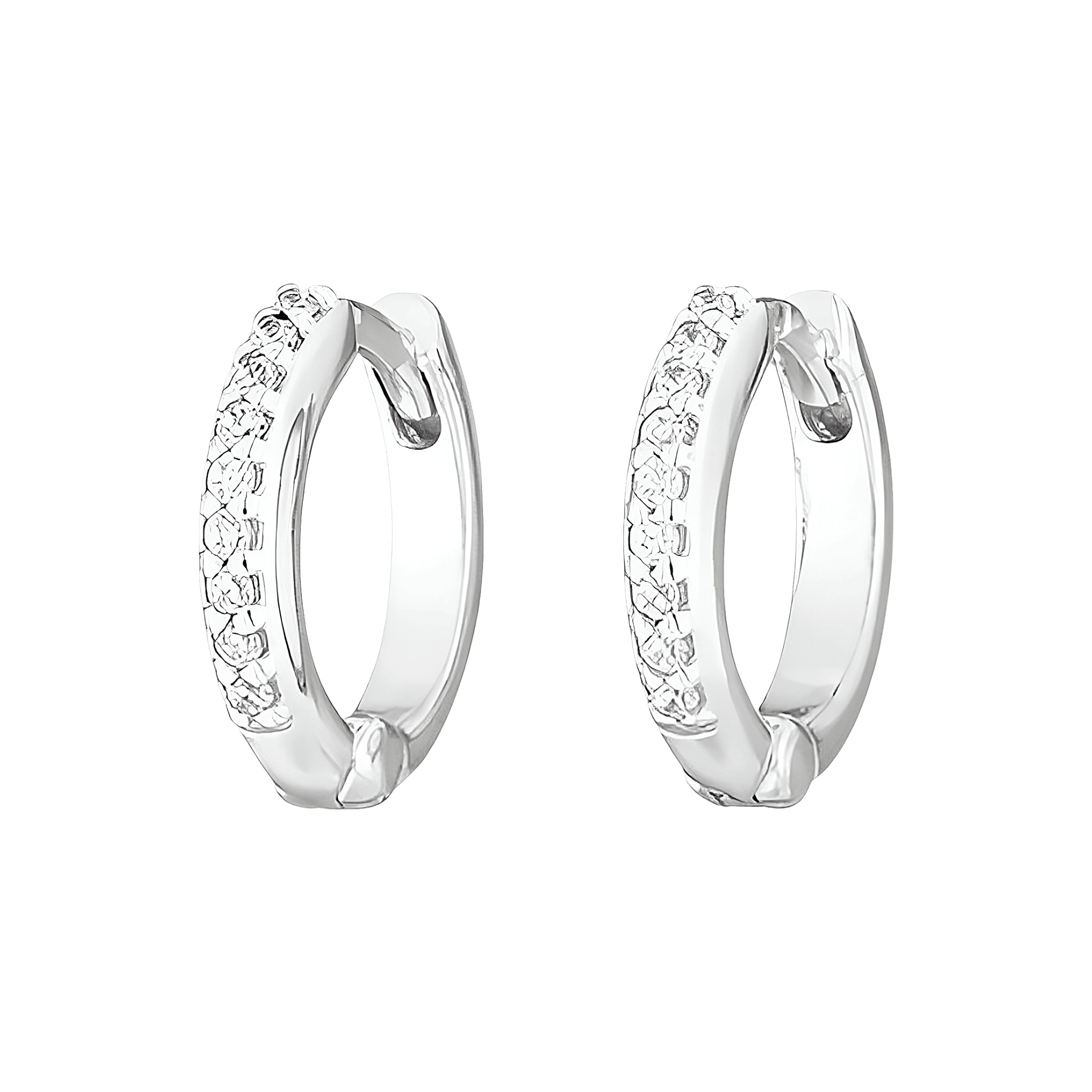 Leaf Creolen Mini mit Zirkonia, Silber