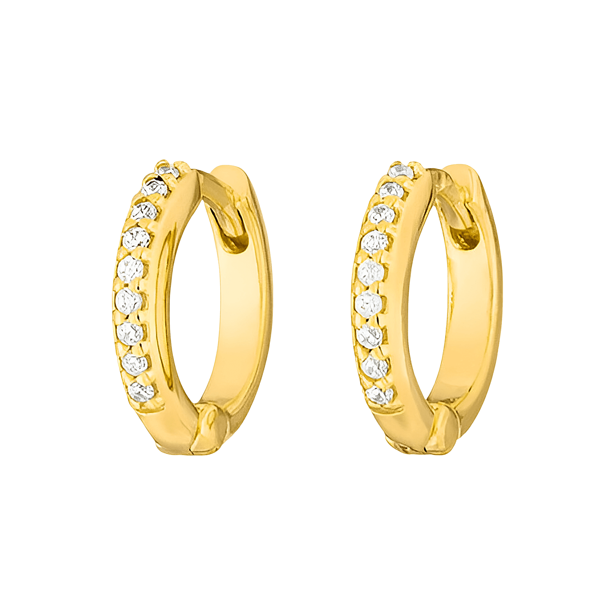 Leaf Creolen Mini mit Zirkonia, vergoldet