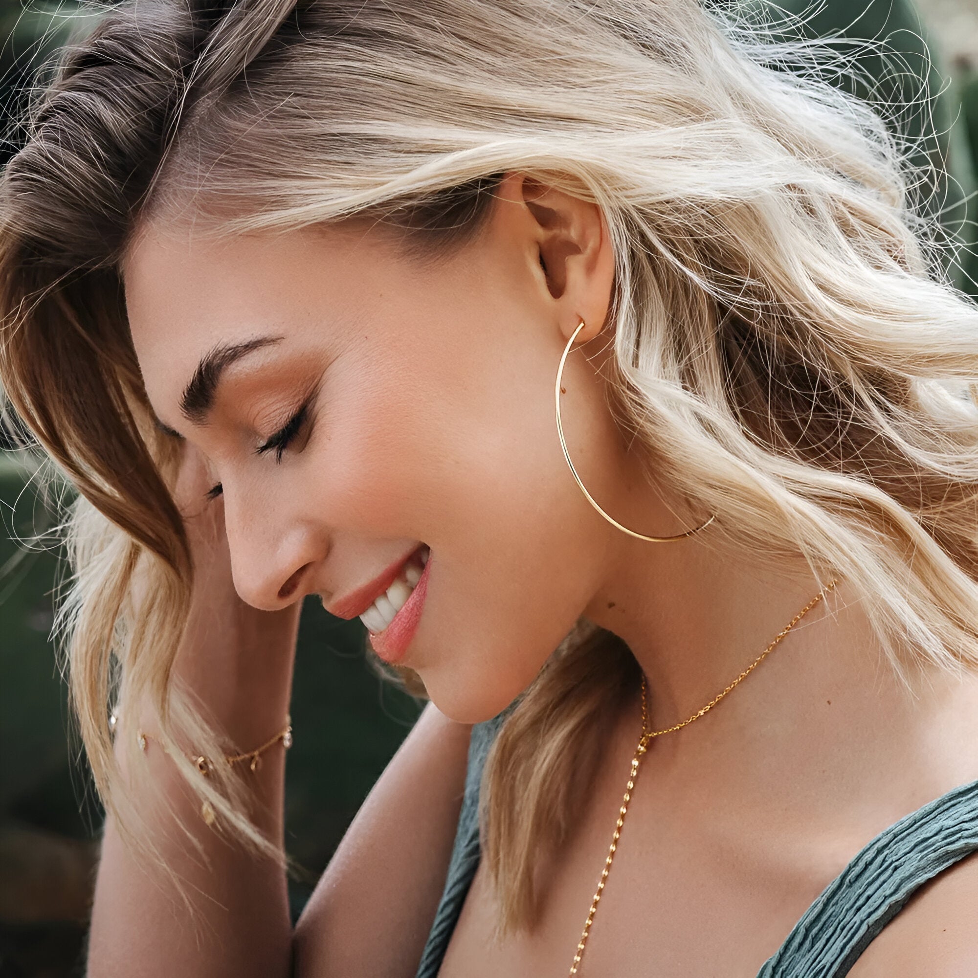 Leaf Creolen Pure, 70 mm, Silber