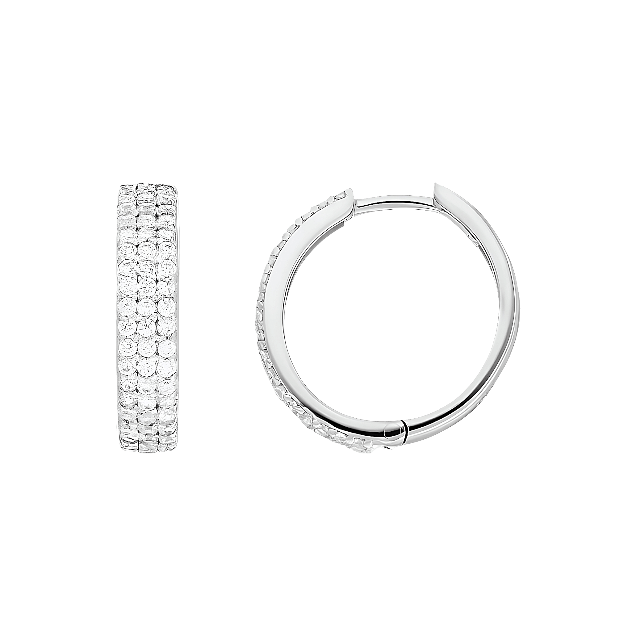 Leaf Creolen Shiny mit Zirkonia, Silber