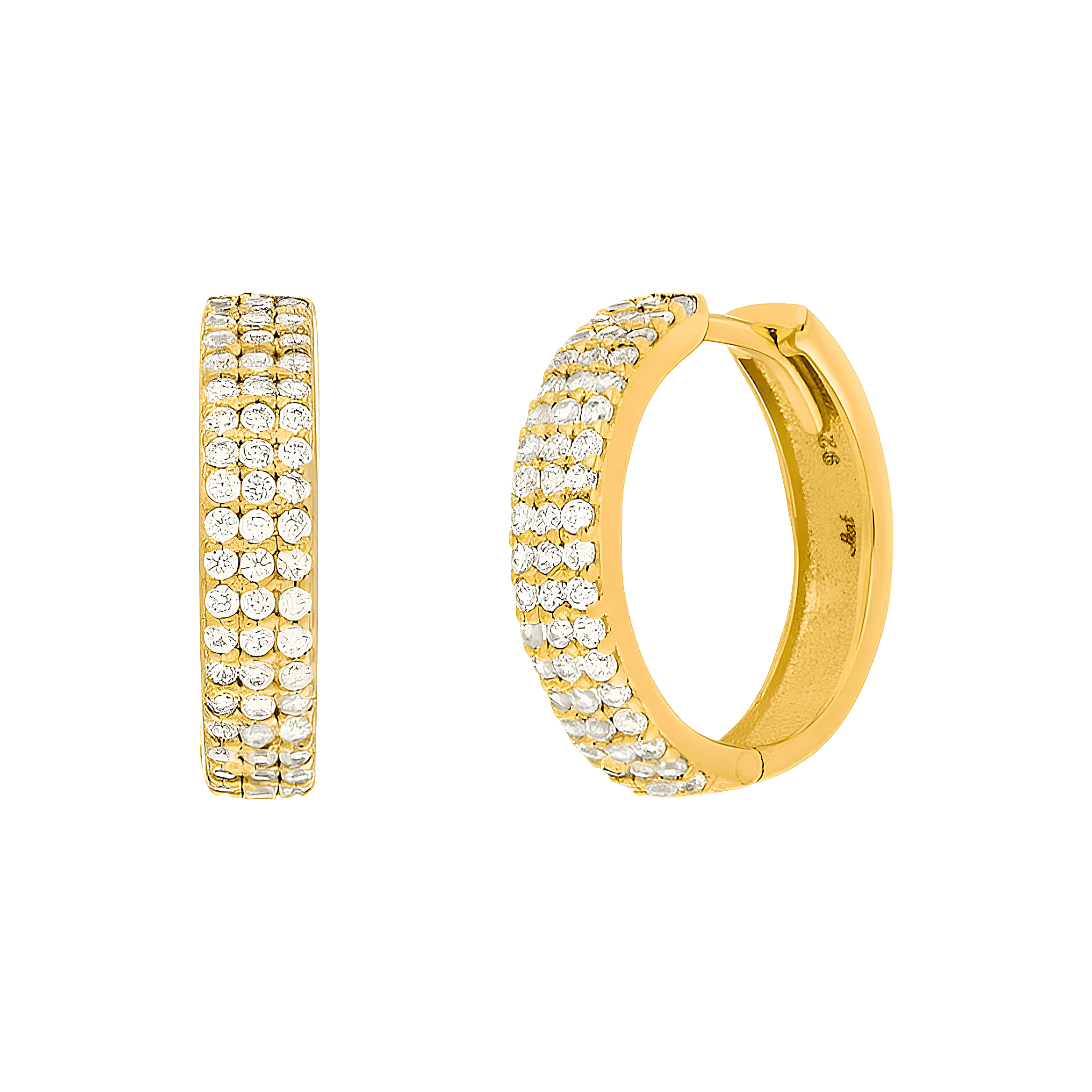 Leaf Creolen Shiny mit Zirkonia, vergoldet