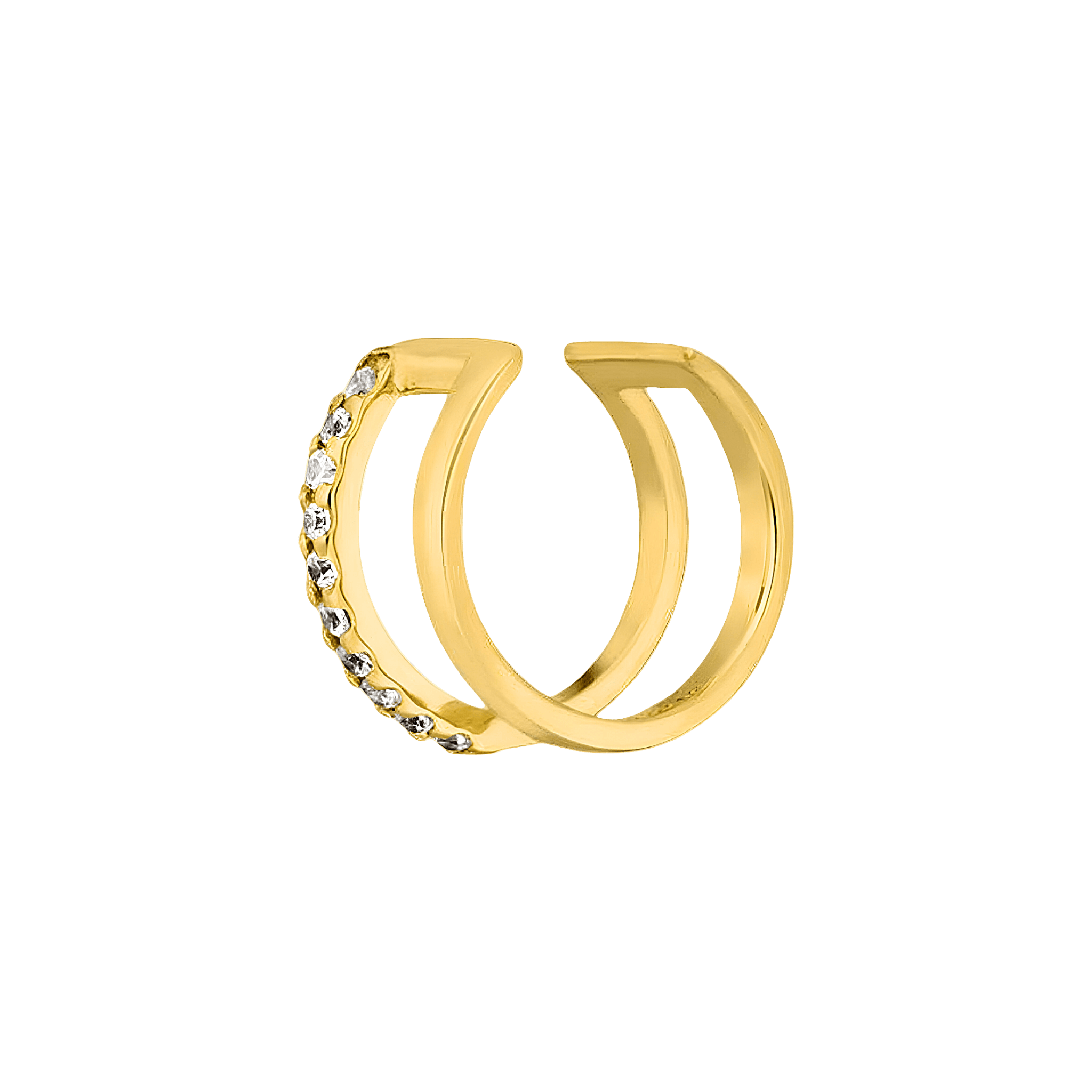 Leaf Earcuff Double Line Zirkonia, vergoldet