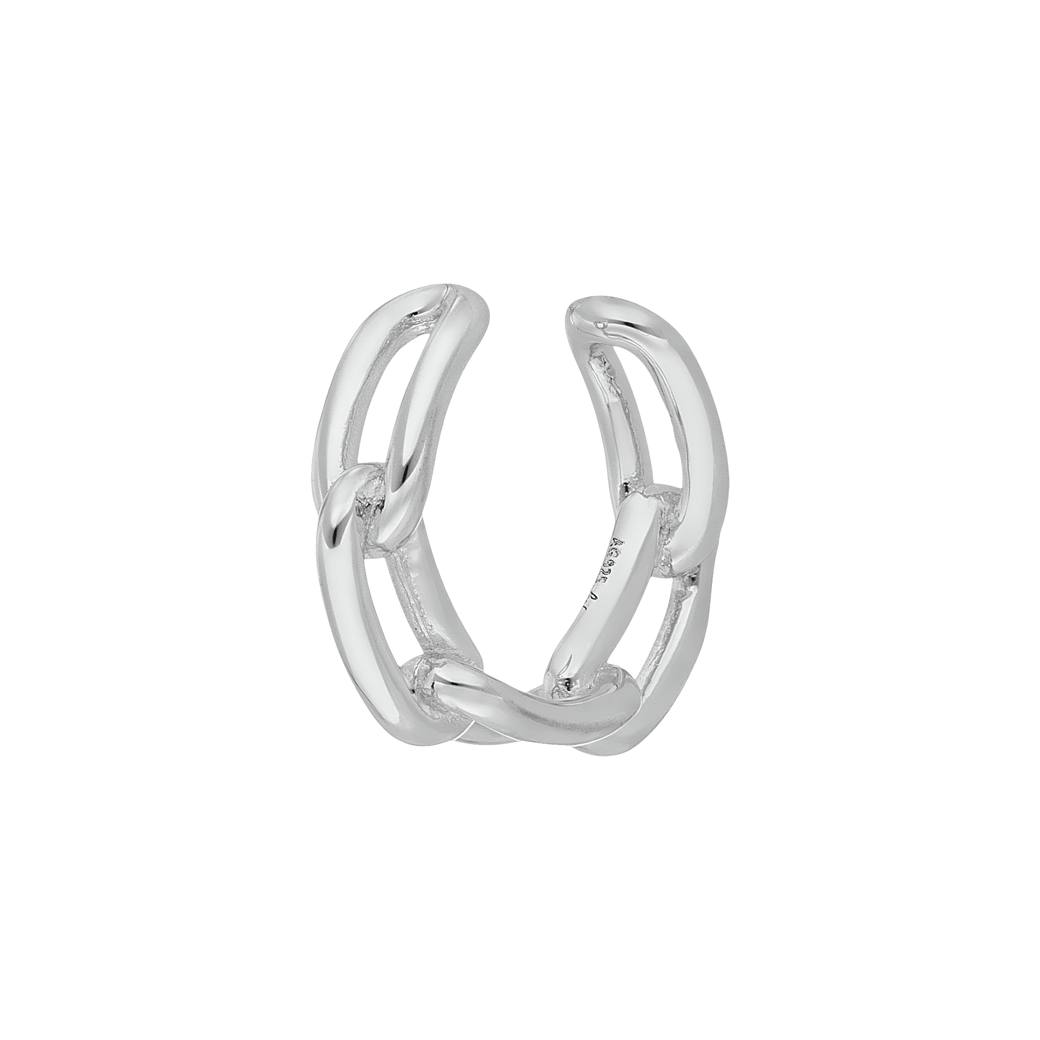 Leaf Earcuff Square Chain, Silber