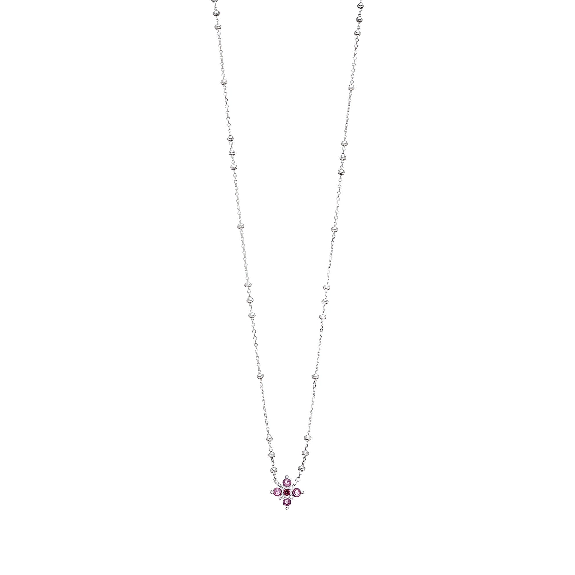 Leaf Kette Bloom, Amethyst/Rhodolith, Silber