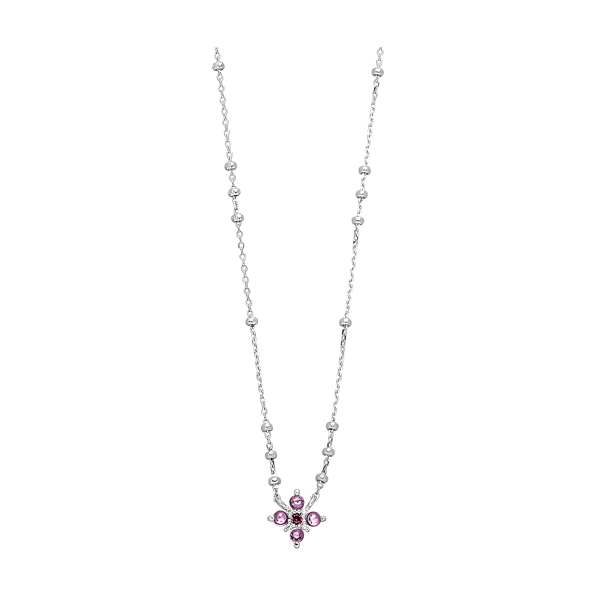 Leaf Kette Bloom, Amethyst/Rhodolith, Silber