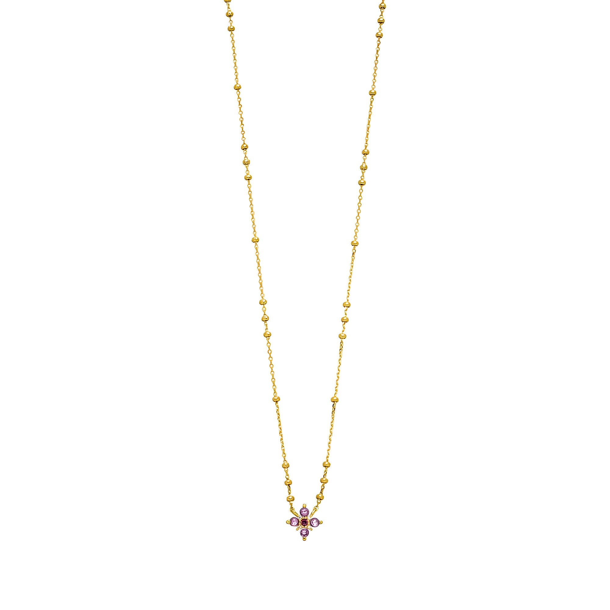 Leaf Kette Bloom, Amethyst/Rhodolith, vergoldet