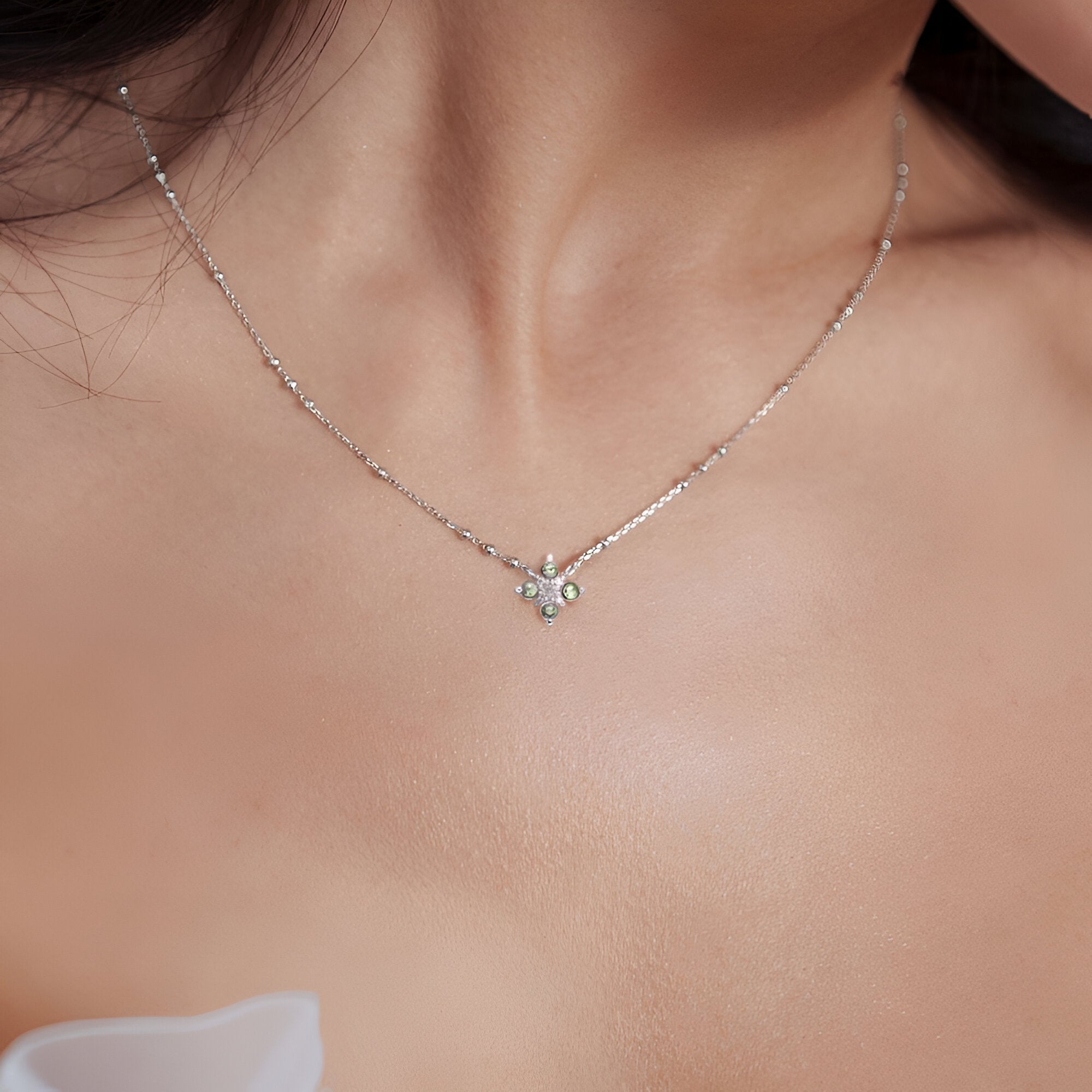 Leaf Kette Bloom, Labradorit/Aventurin, Silber