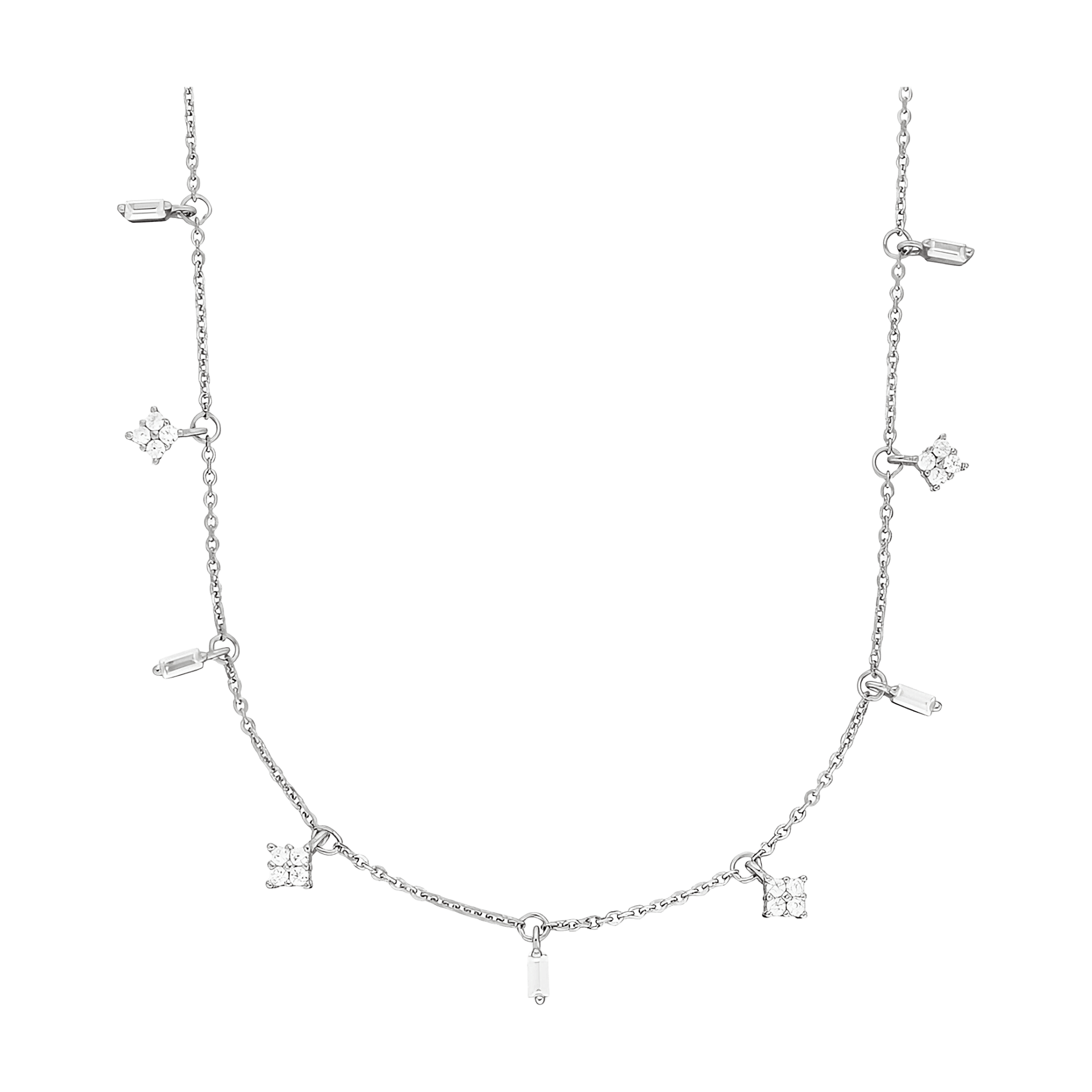 Leaf Kette Choker Crystal, Silber