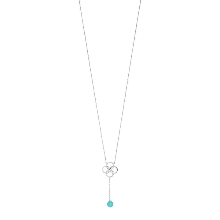 Leaf Kette Clover Charm, Aqua Chalzedon, Silber