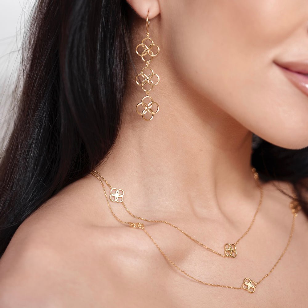 Leaf Kette Clover Charm, lang, Silber