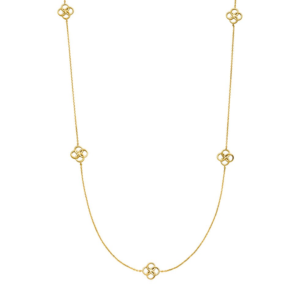 Leaf Kette Clover Charm, lang, vergoldet