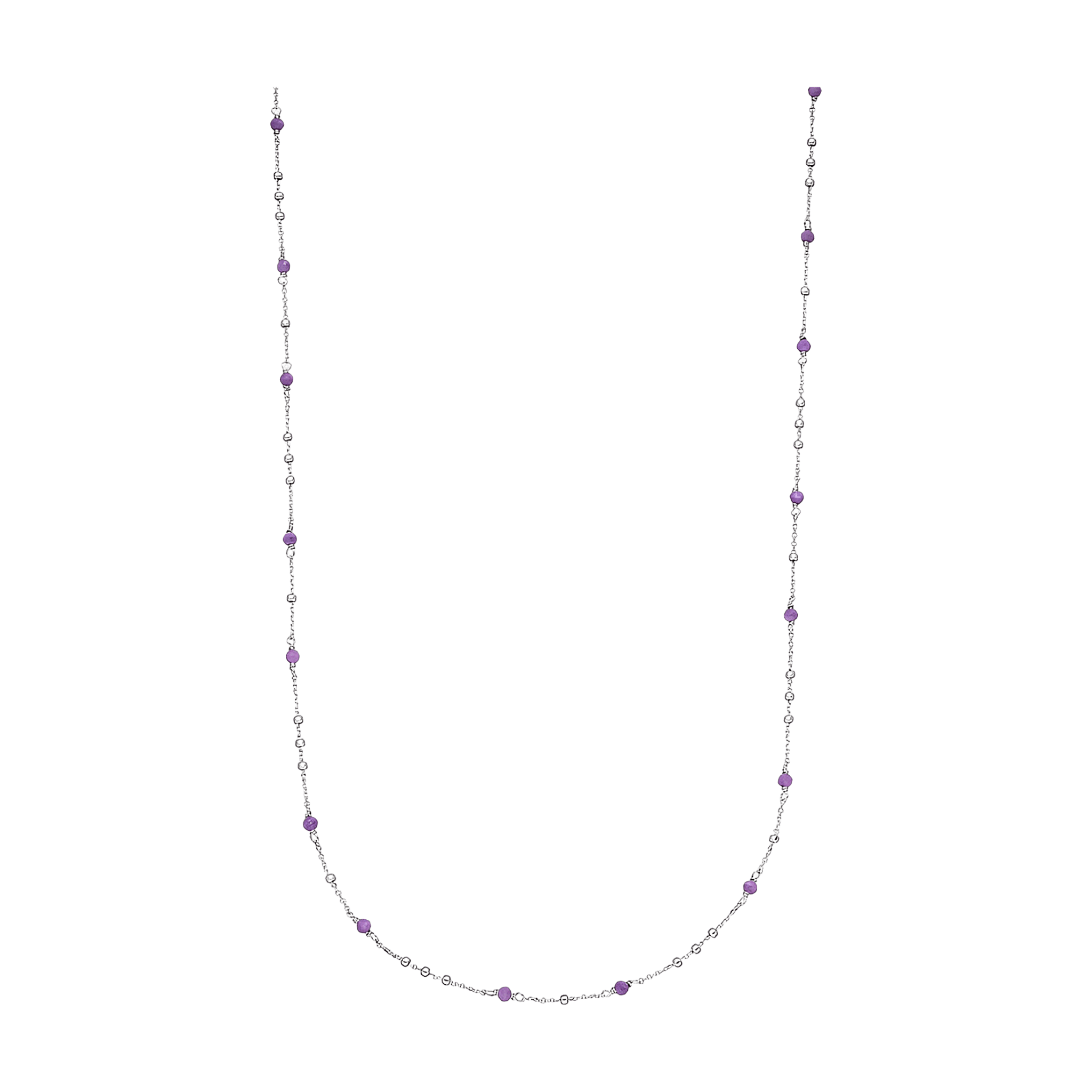 Leaf Kette Flying Gems, Amethyst, lang, Silber