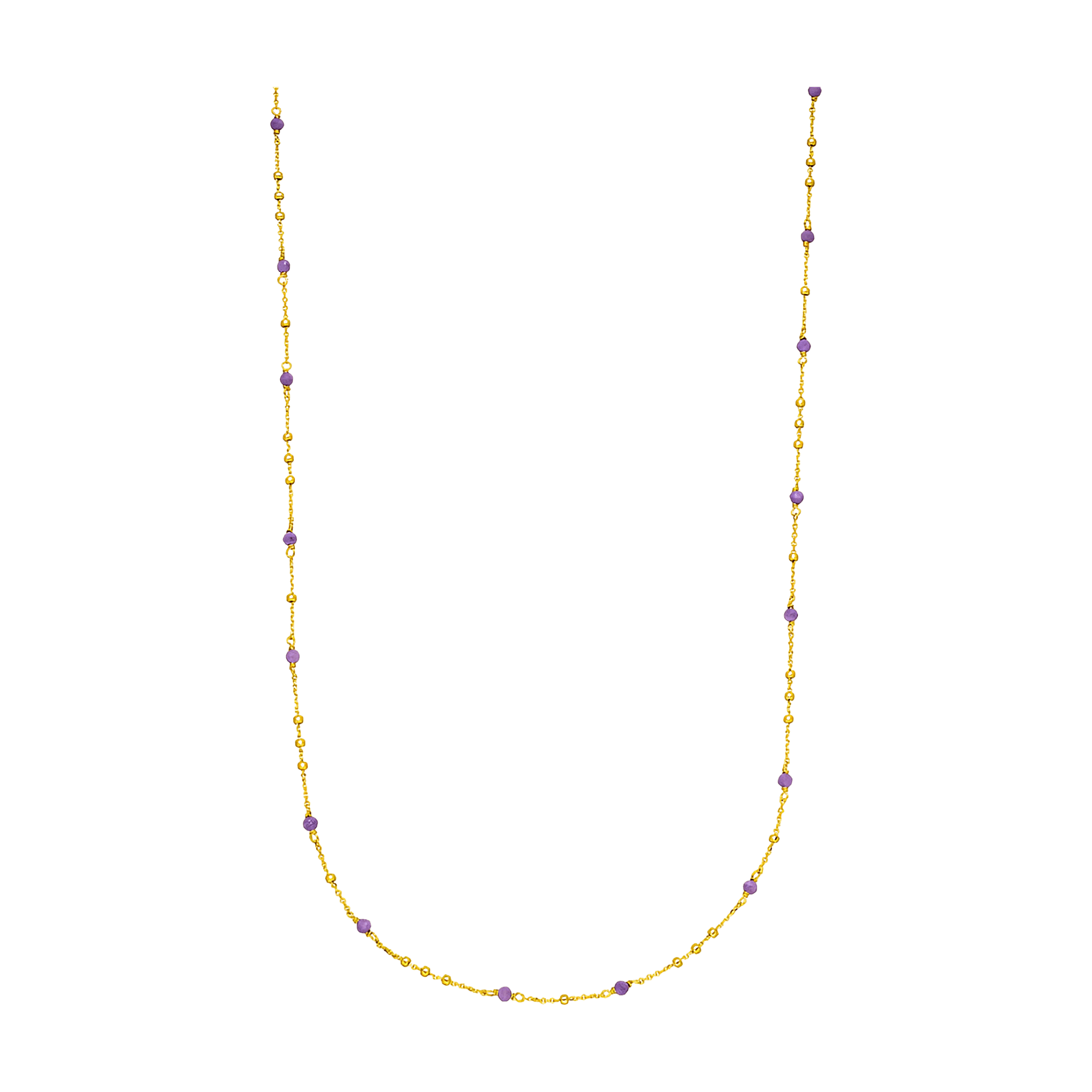 Leaf Kette Flying Gems, Amethyst, lang, vergoldet