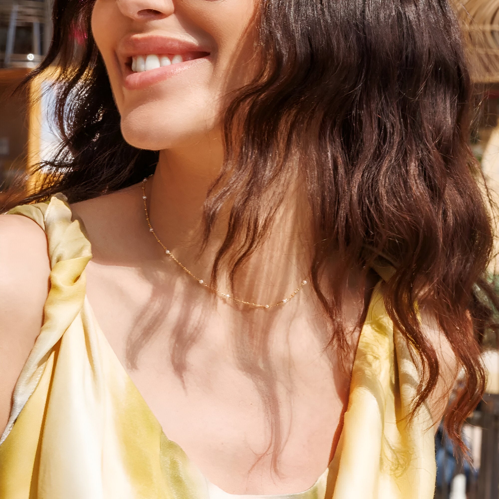 Leaf Kette Flying Pearls, vergoldet