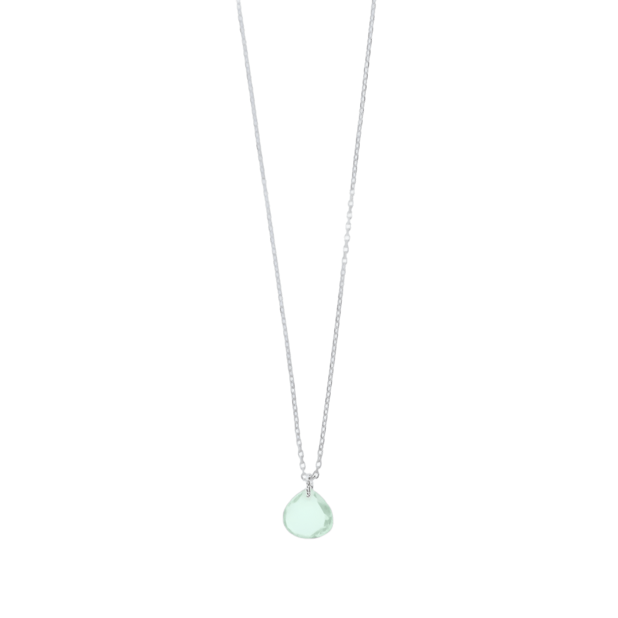 Leaf Kette Heart Stone, Aqua Chalzedon, Silber