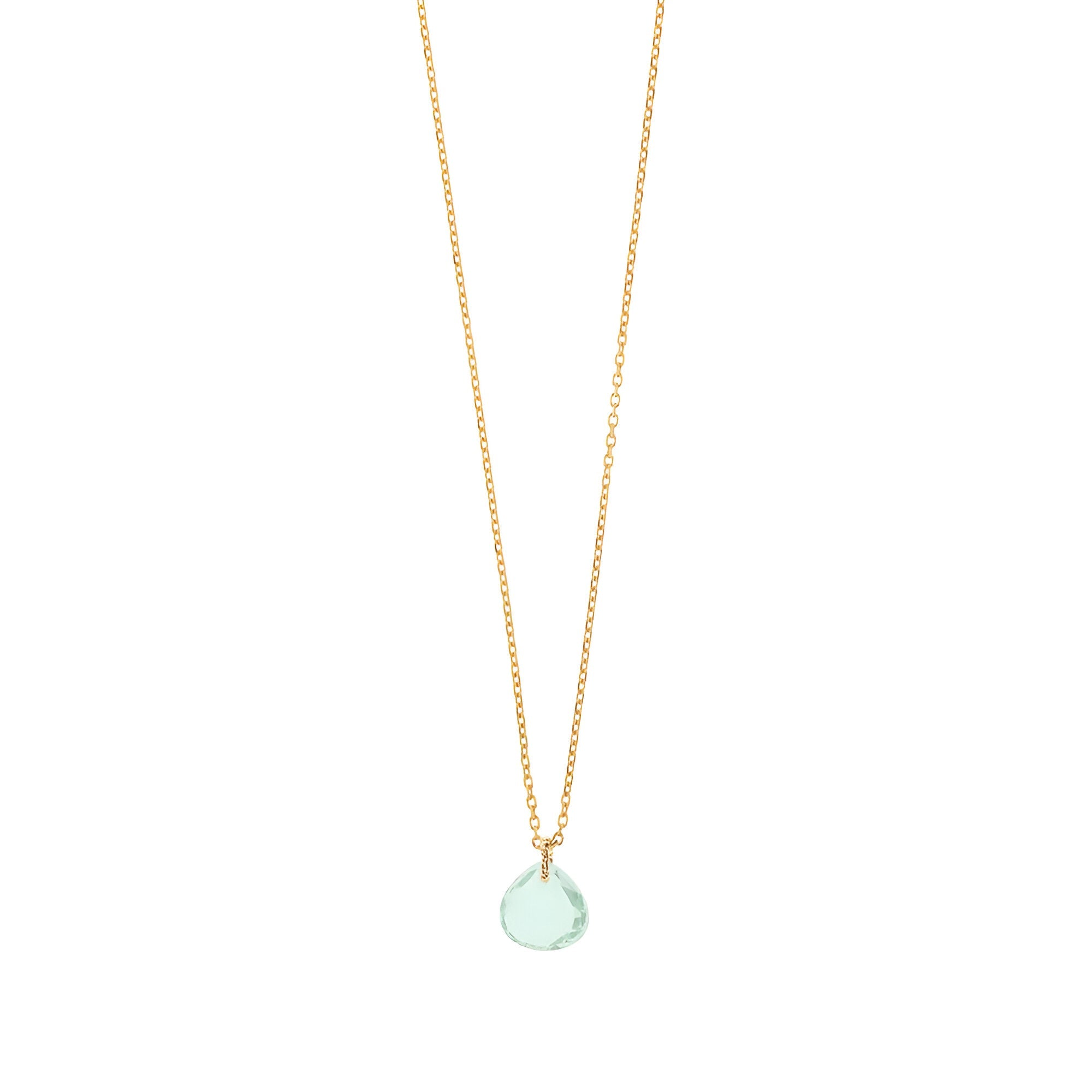 Leaf Kette Heart Stone, Aqua Chalzedon, vergoldet