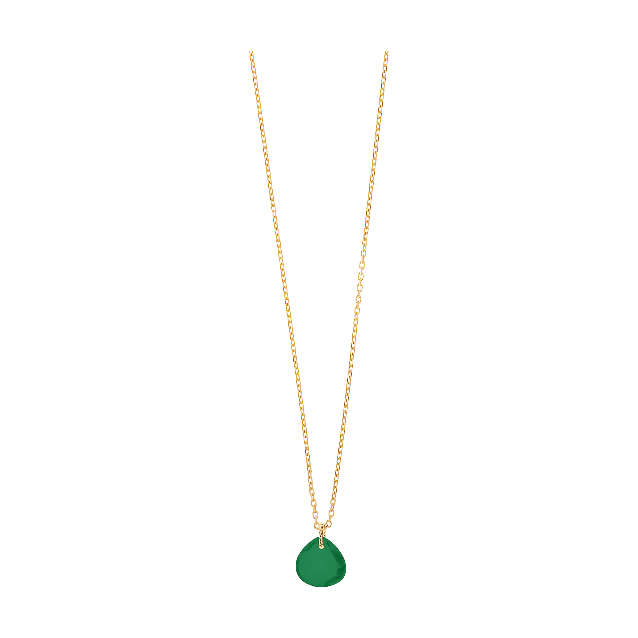 Leaf Kette Heart Stone, grüner Achat, vergoldet