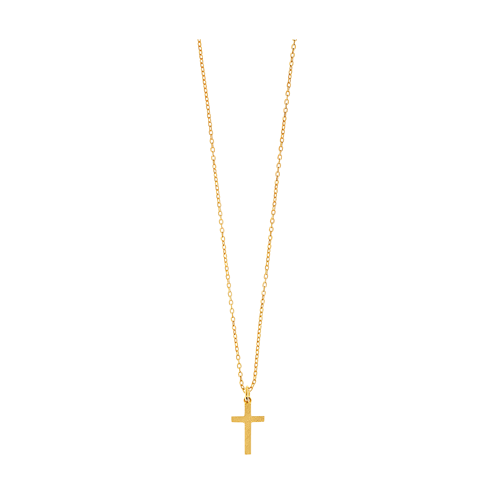 Leaf Kette mit Kreuz, vergoldet