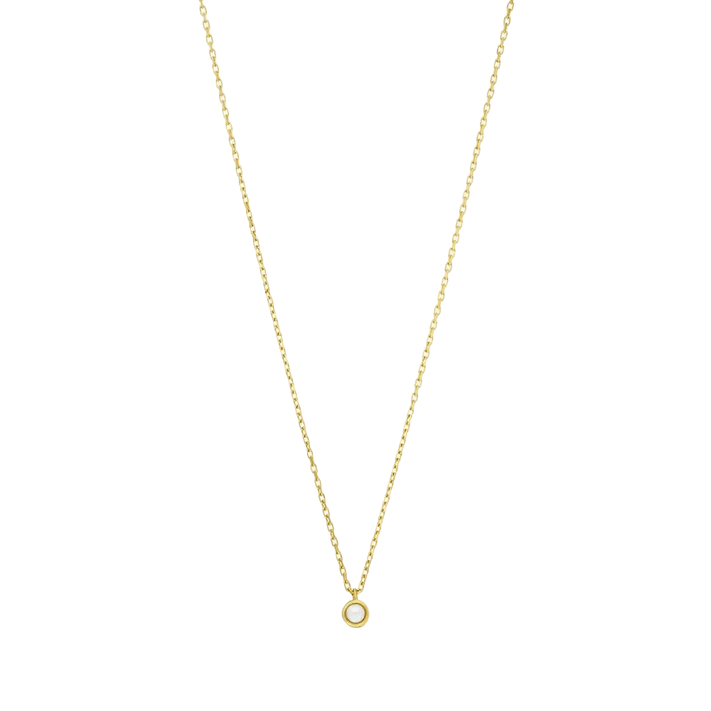 Leaf Kette Pure, Perle, vergoldet