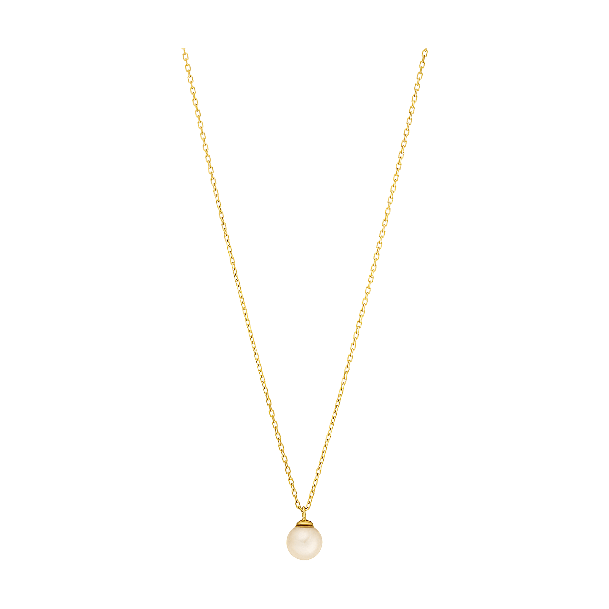 Leaf Kette Rain Drop, Perle einzeln, vergoldet