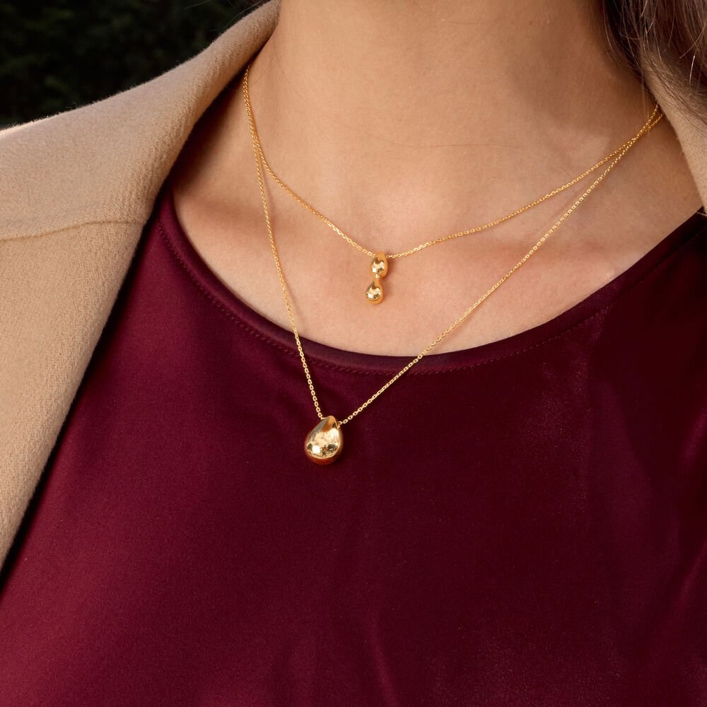 Leaf Kette Two Drops, Silber