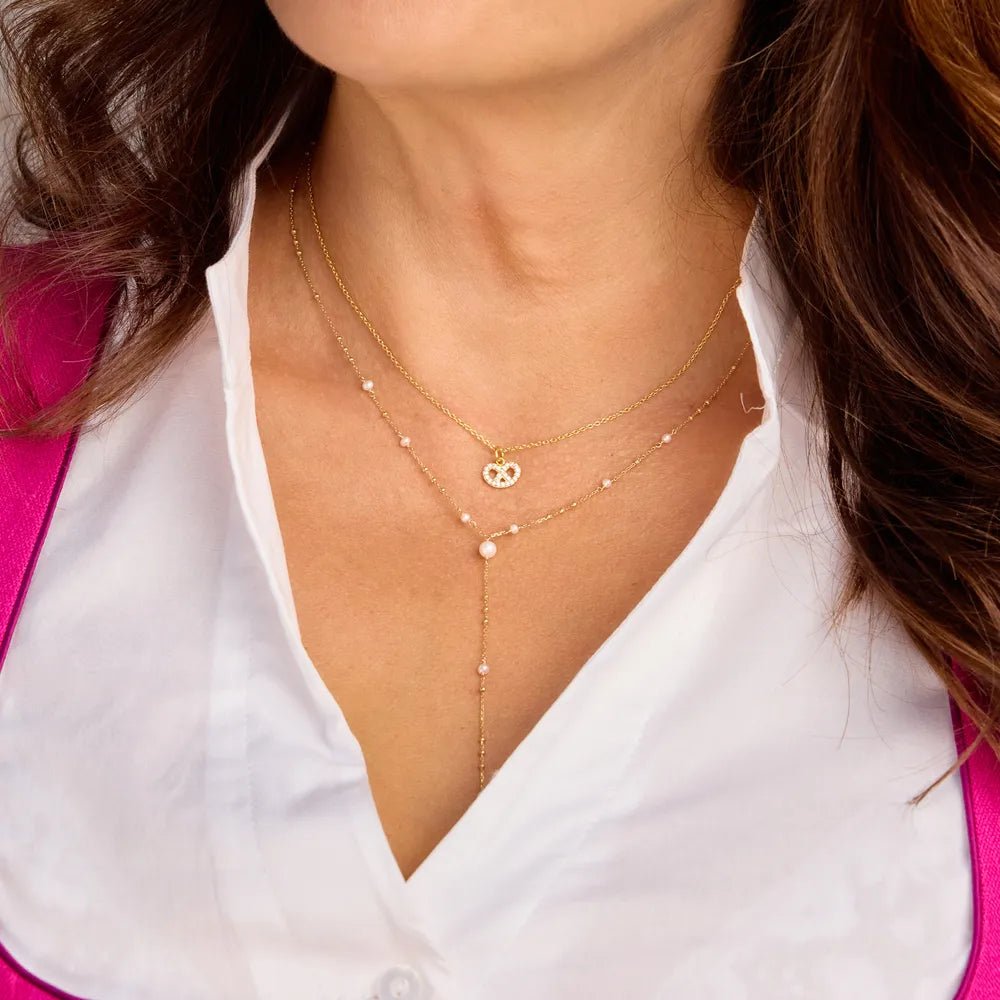 Leaf Kette Y - Flying Pearls, Silber