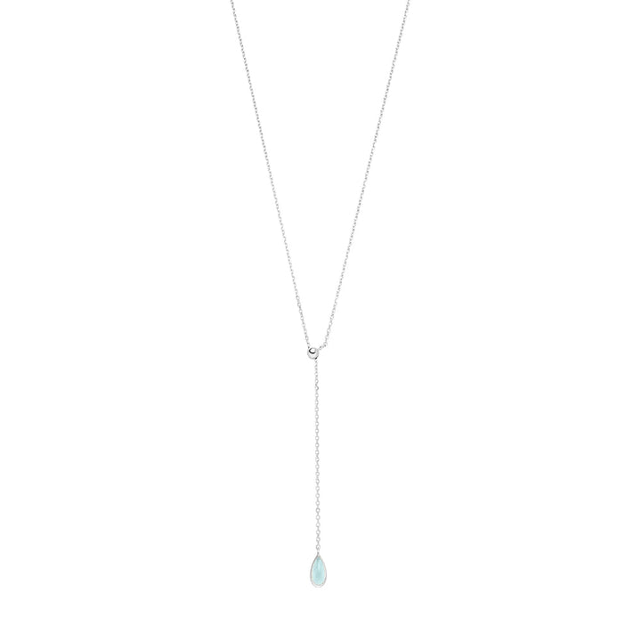 Leaf Kette Y-Gem Drop, Aqua Chalzedon, Silber