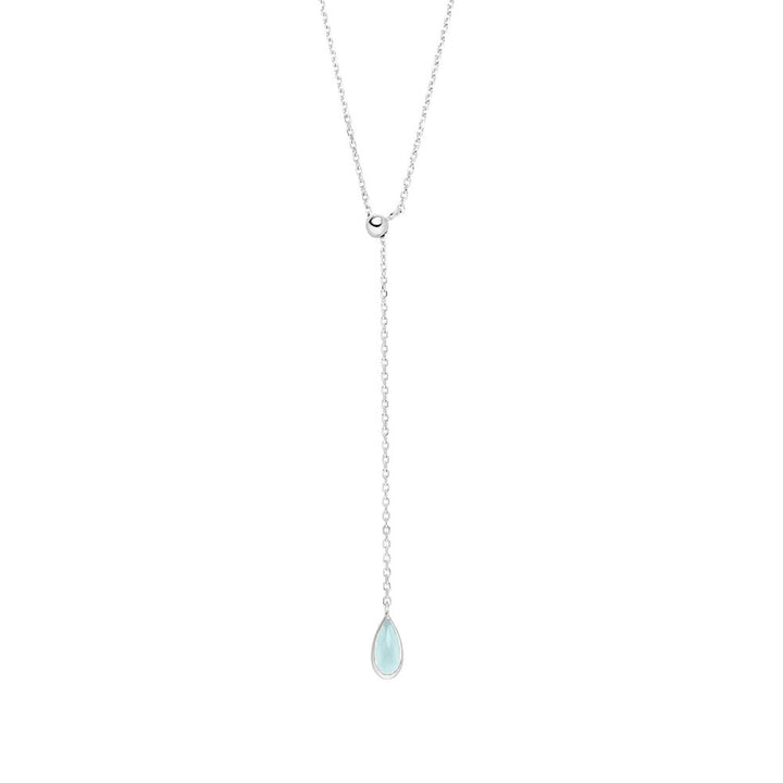 Leaf Kette Y-Gem Drop, Aqua Chalzedon, Silber