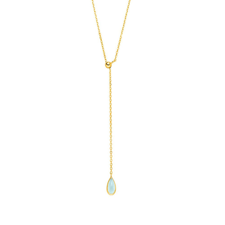 Leaf Kette Y-Gem Drop, Aqua Chalzedon, vergoldet