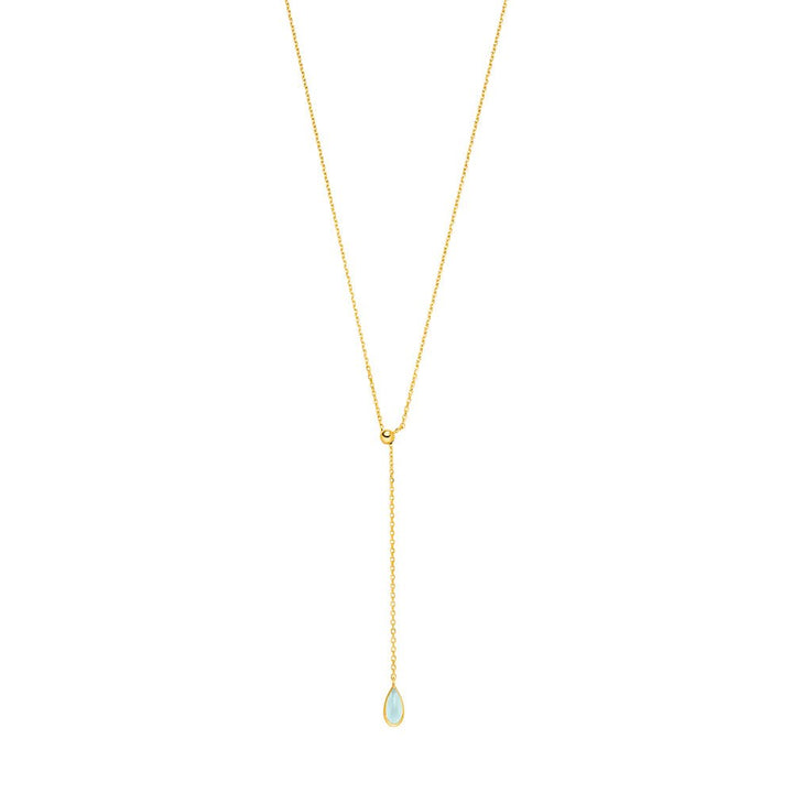 Leaf Kette Y-Gem Drop, Aqua Chalzedon, vergoldet
