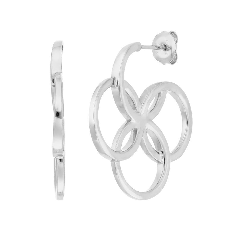 Leaf Ohrringe Clover Charm, klein, Silber