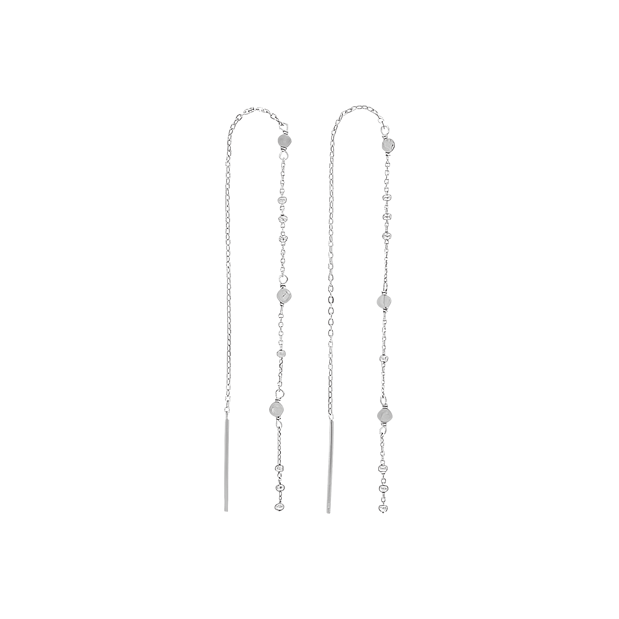 Leaf Ohrringe Flying Gems, lang, Labradorit, Silber