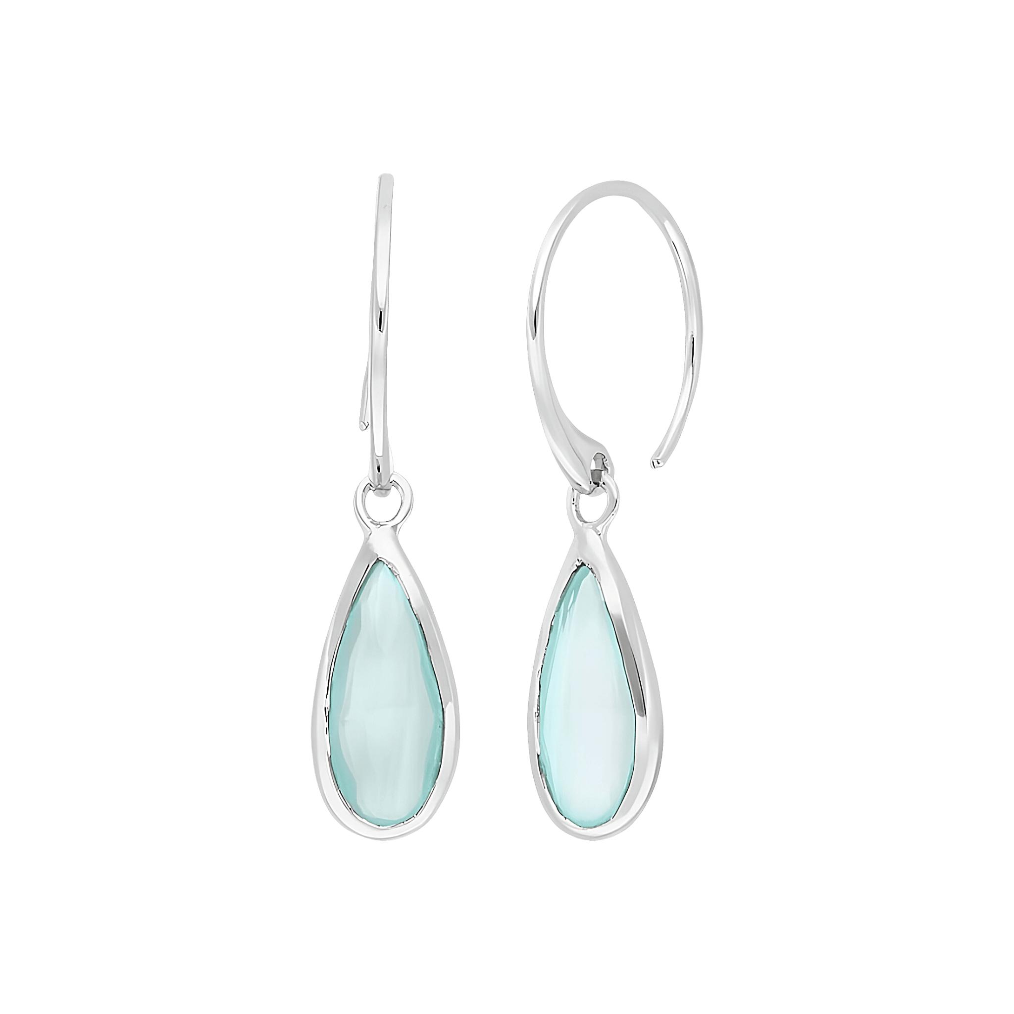 Leaf Ohrringe Gem Drop, Aqua Chalzedon, Silber