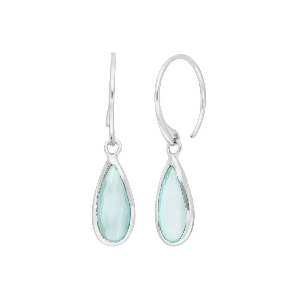 Leaf Ohrringe Gem Drop, Aqua Chalzedon, Silber