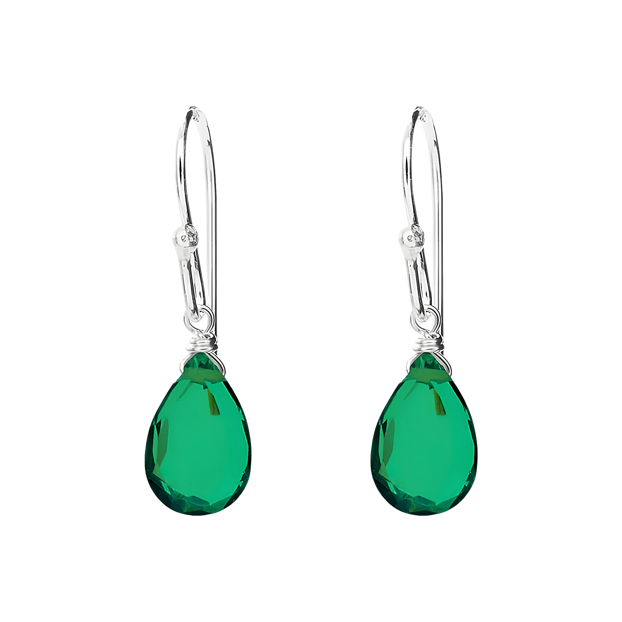 Leaf Ohrringe Tropfen grüner Achat, Silber