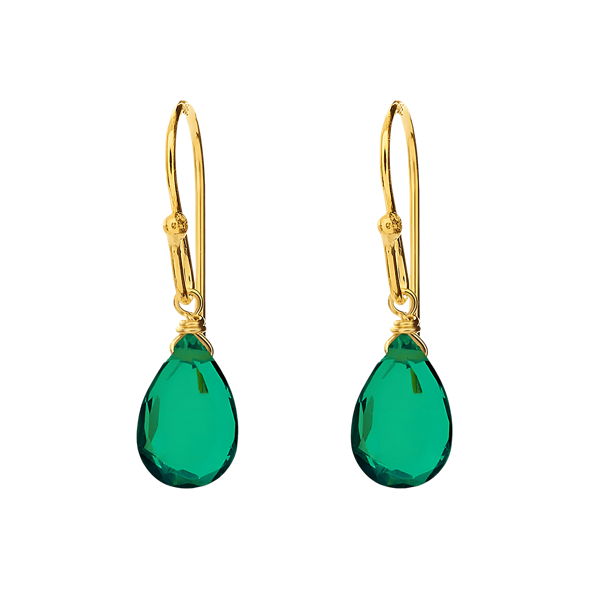 Leaf Ohrringe Tropfen grüner Achat, vergoldet