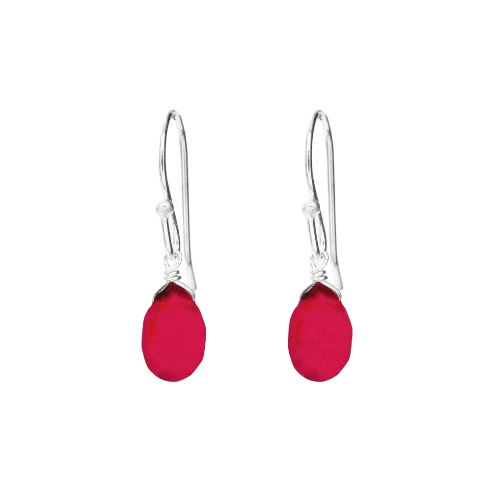 Leaf Ohrringe Tropfen Rubin, Silber