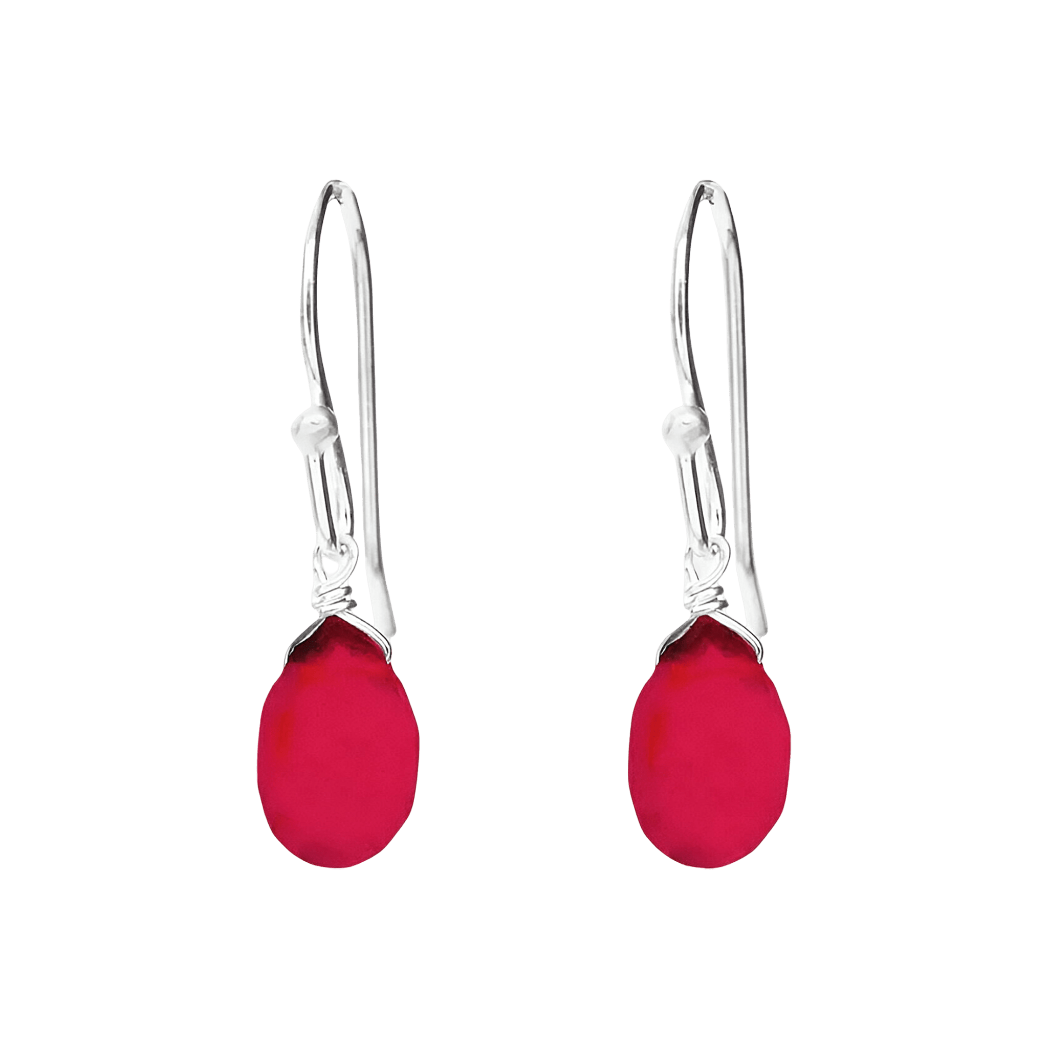 Leaf Ohrringe Tropfen Rubin, Silber