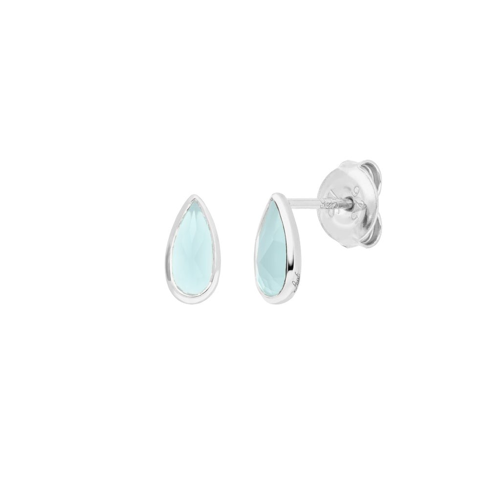 Leaf Ohrstecker Gem Drop, Aqua Chalzedon, Silber