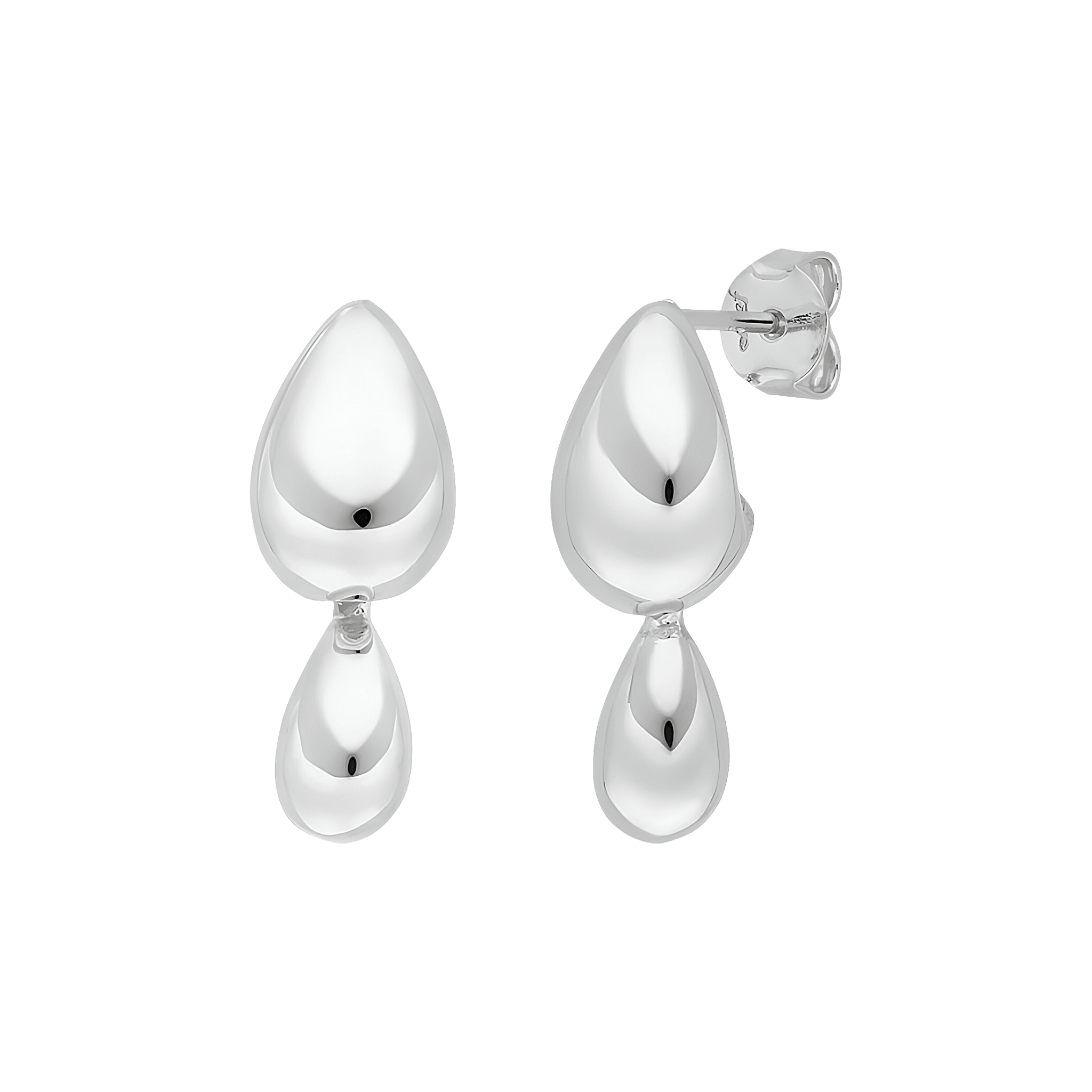 Leaf Ohrstecker Two Drops, Silber