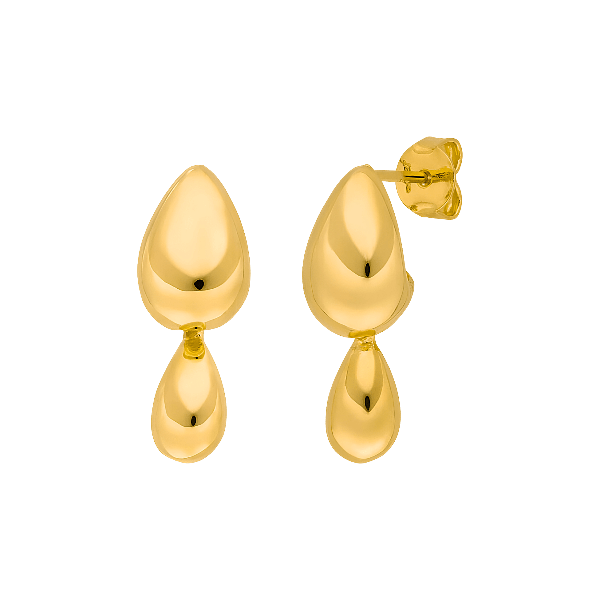 Leaf Ohrstecker Two Drops, vergoldet