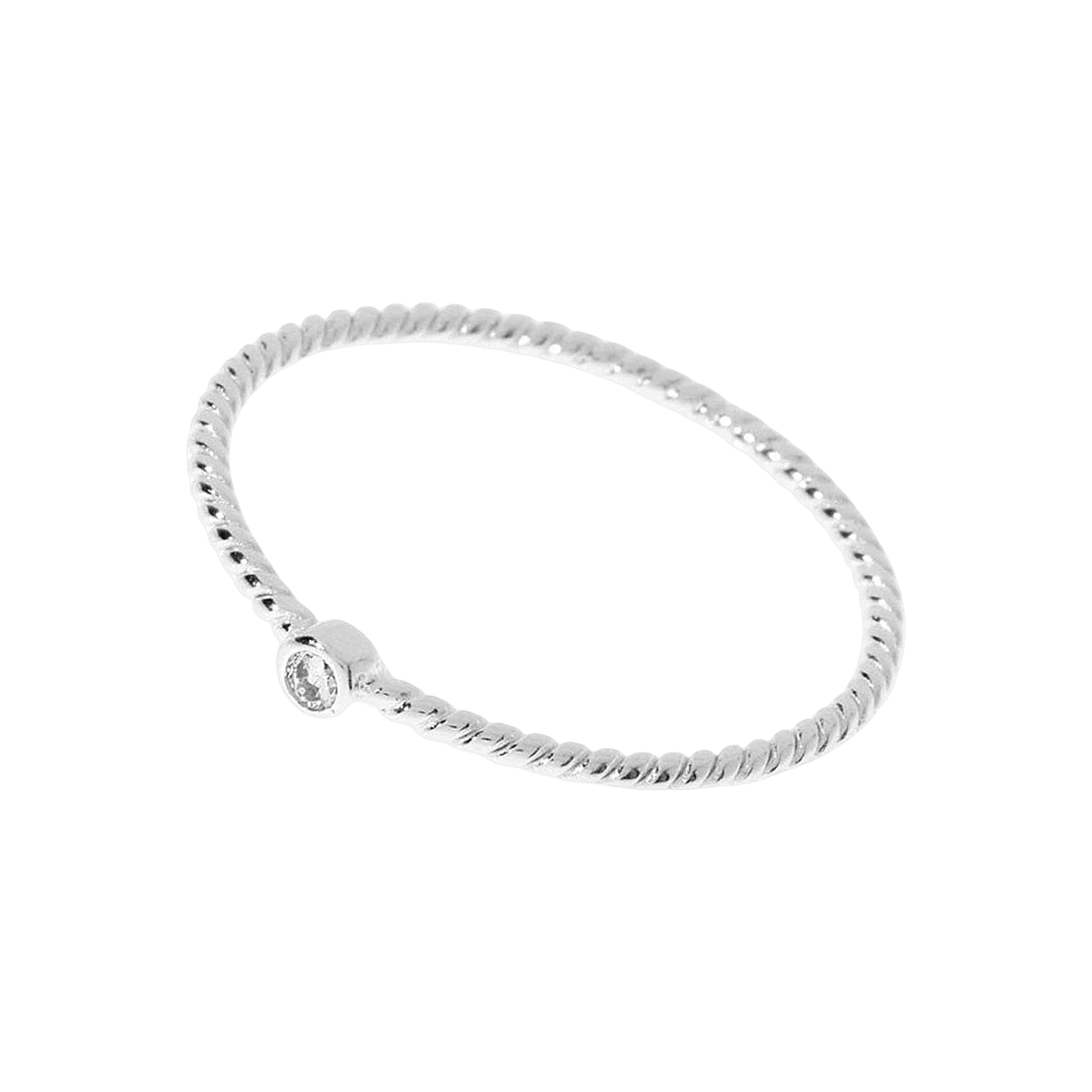 Leaf Ring 1 Zirkonia, Silber