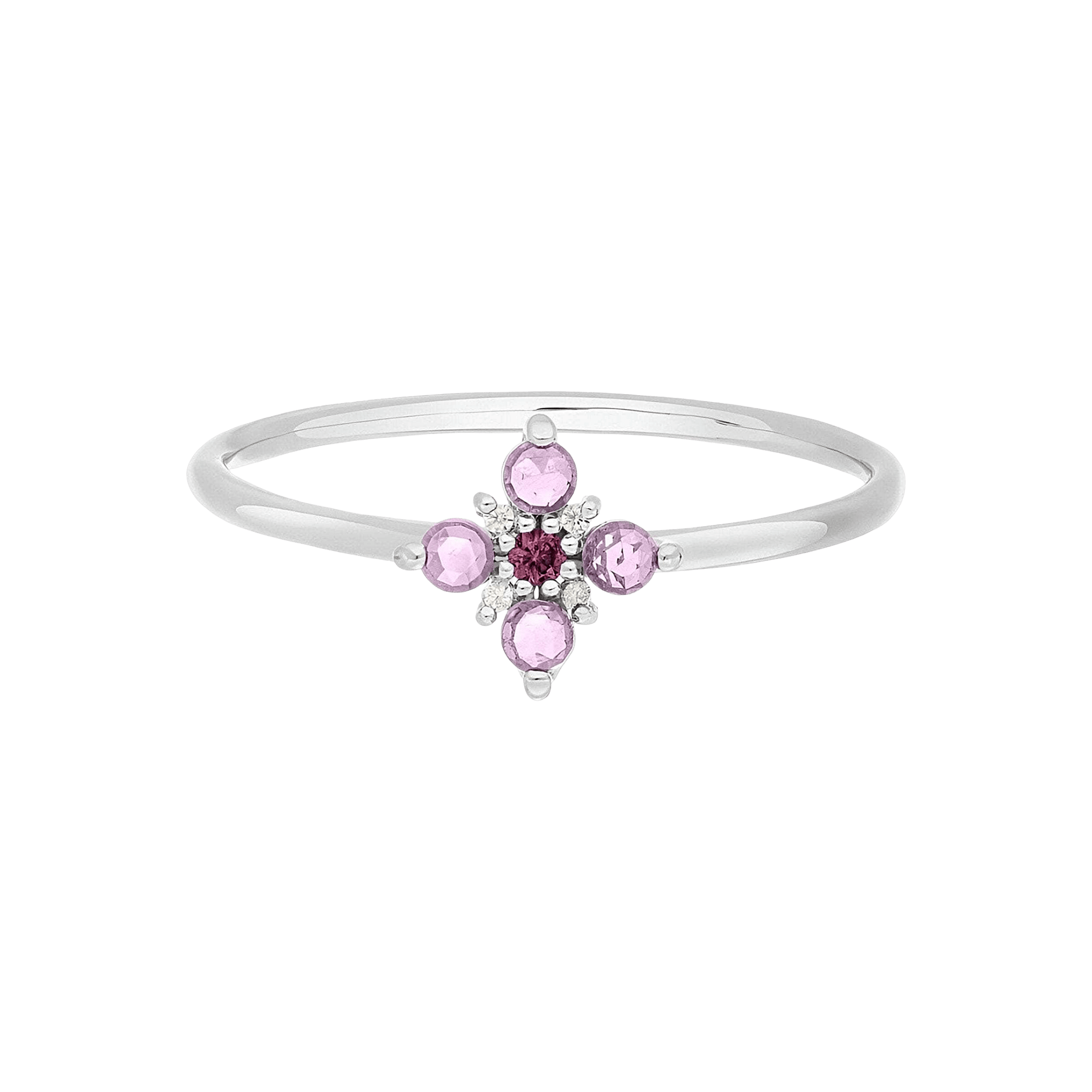 Leaf Ring Bloom, Amethyst/Rhodolith, Silber