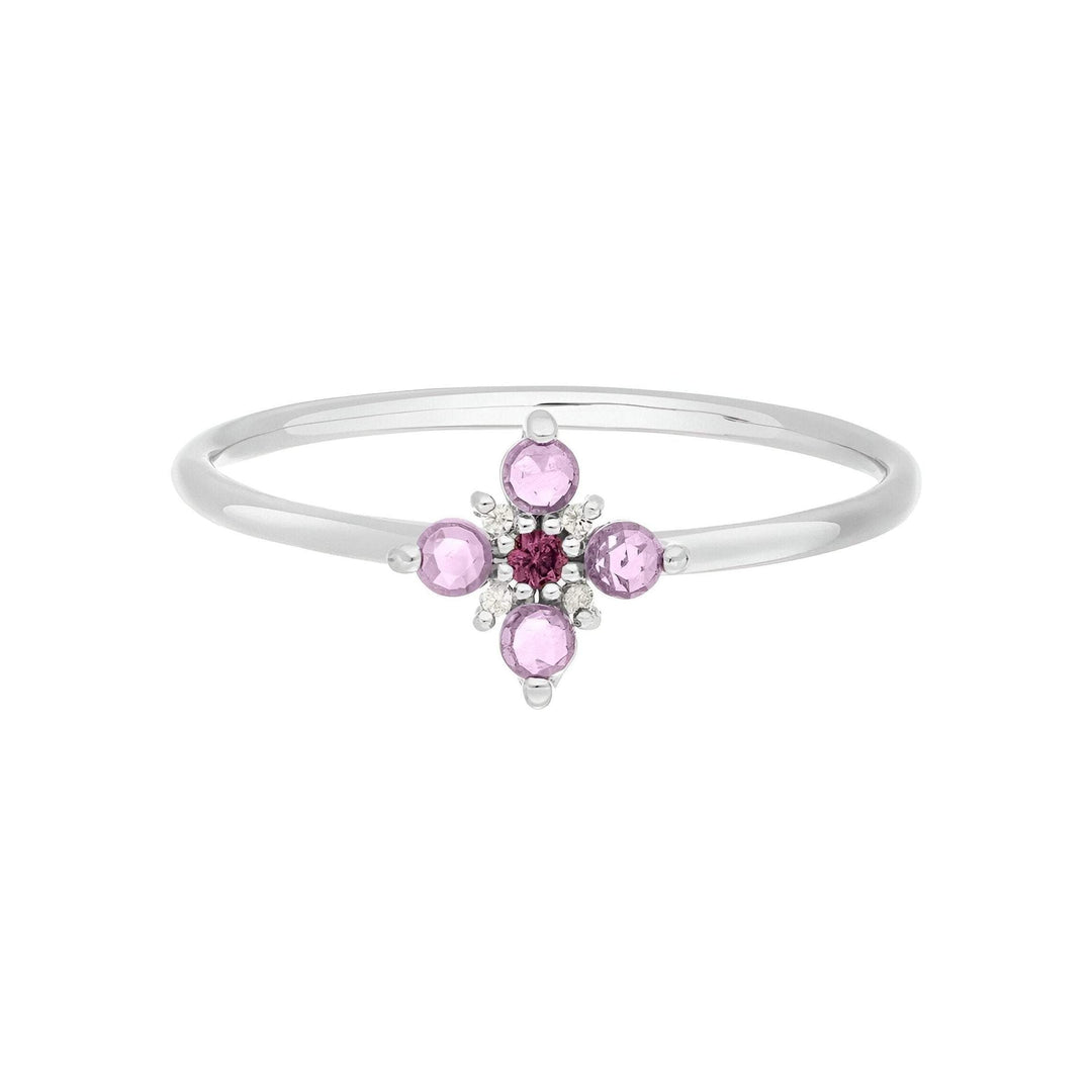 Leaf Ring Bloom, Amethyst/Rhodolith, Silber