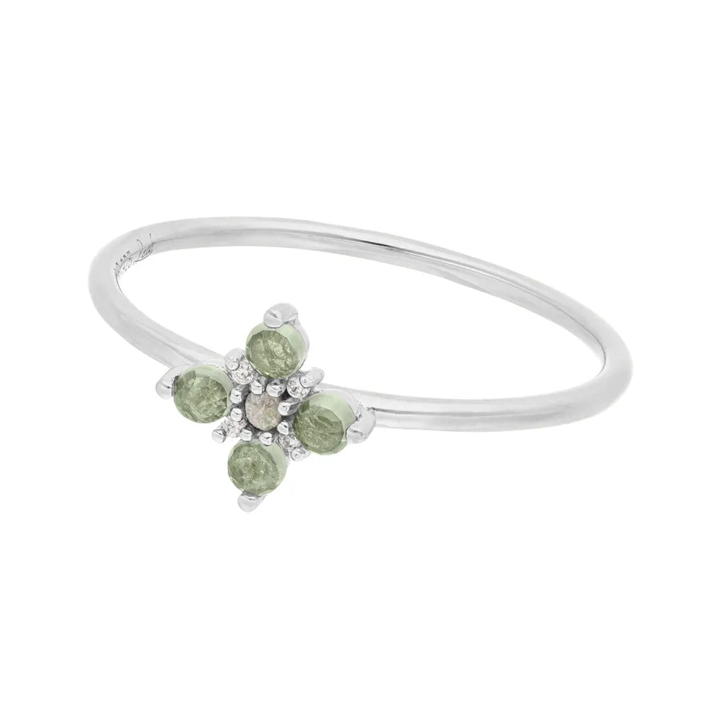 Leaf Ring Bloom, Labradorit/Aventurin, Silber