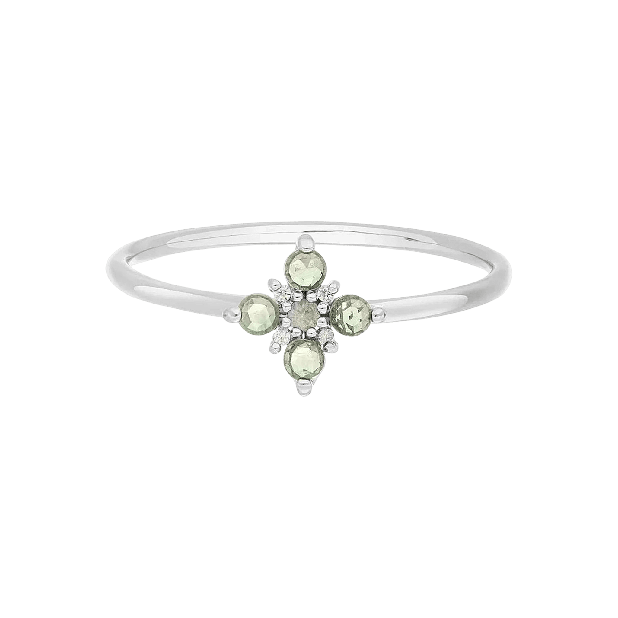 Leaf Ring Bloom, Labradorit/Aventurin, Silber