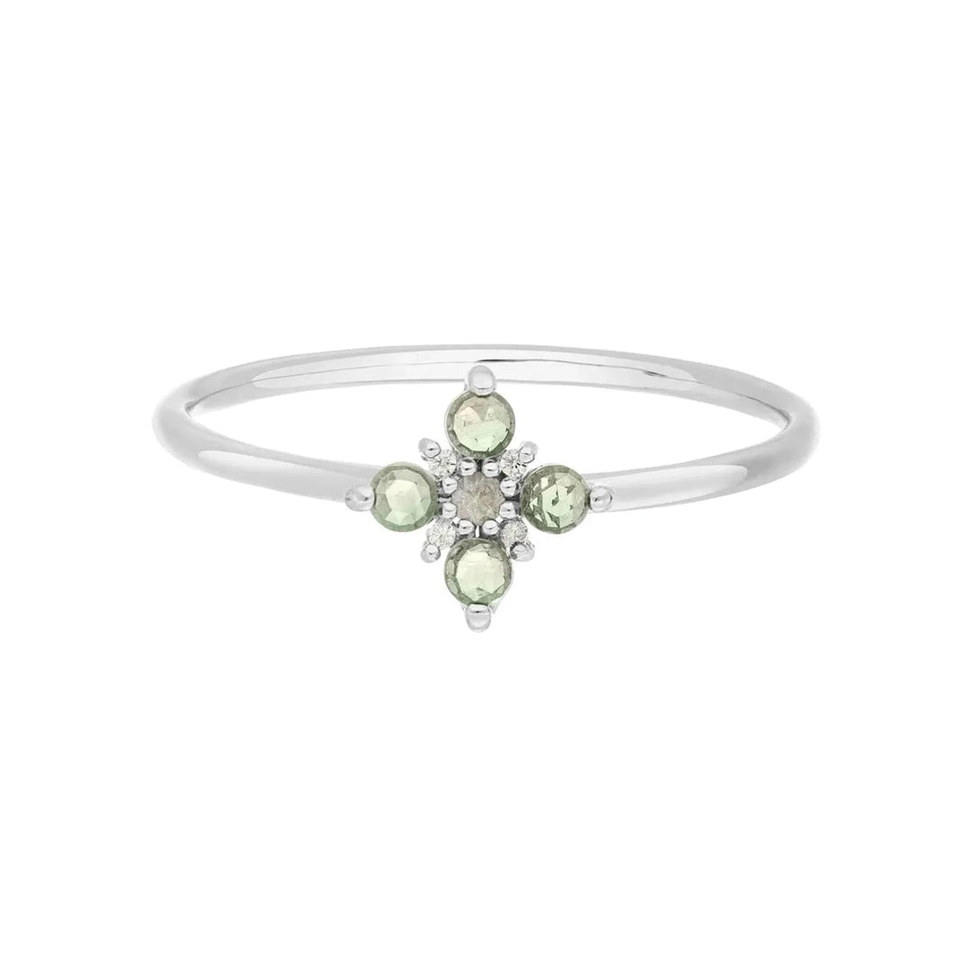Leaf Ring Bloom, Labradorit/Aventurin, Silber